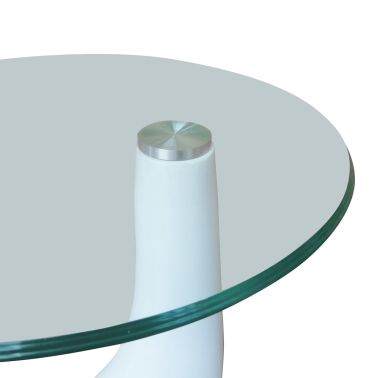 Vidaxl Table Basse Et Dessus De Table Verre Rond Blanc Brillant 2 Pcs 240322