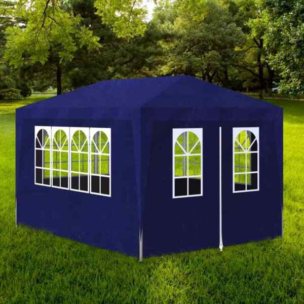 Vidaxl Tonnelle Jardin Tente Reception Chapiteau Bleu 3x4 M Terrasse Pavillon 90335