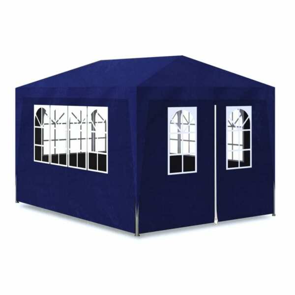 Vidaxl Tonnelle Jardin Tente Reception Chapiteau Bleu 3x4 M Terrasse Pavillon 90335