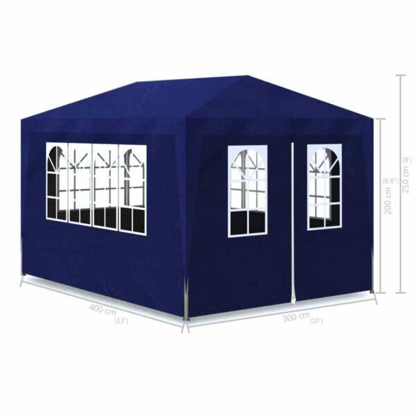 Vidaxl Tonnelle Jardin Tente Reception Chapiteau Bleu 3x4 M Terrasse Pavillon 90335