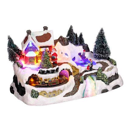 Village De Noel Train Et Traineau Anime 14 Led Transfo Atmosphera Createur Dinterieur