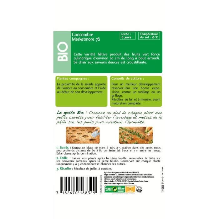 VILMORIN Concombre Marketmore 76 bio