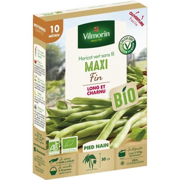 Graines De Haricot Vert Sans Fil - Vilmorin - Haricot Maxi Bio - Productif Et Precoce - Facile A Recolter