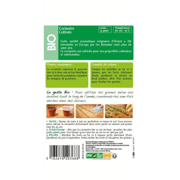 VILMORIN Sachet graines bio Coriandre