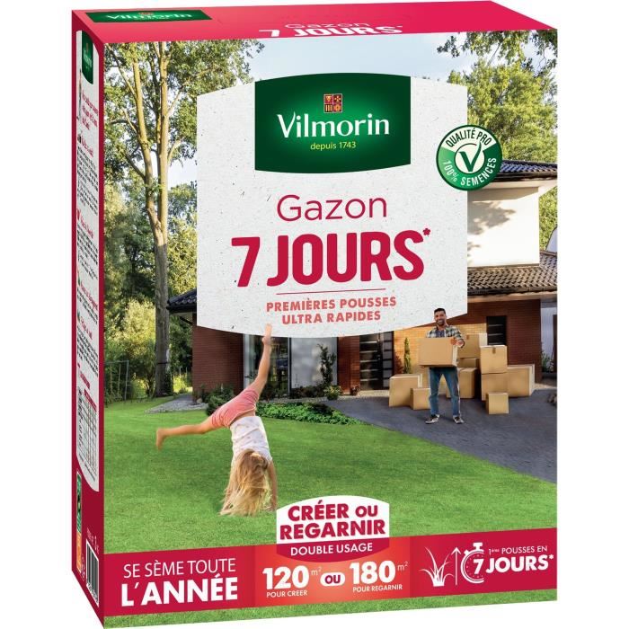 Vilmorin Semences De Gazon 7 Jours 3 Kg