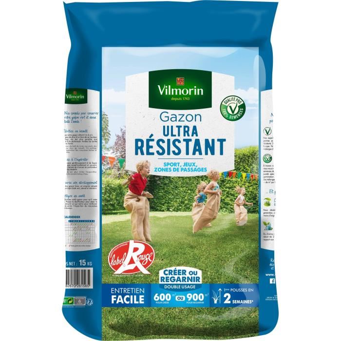 VILMORIN Semences de gazon ultra-resistant Label Rouge - 15 kg