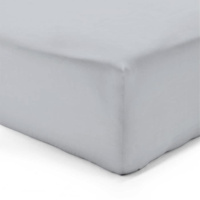 Vision - Drap Housse Gris Perle - 160x200cm - 100% Coton