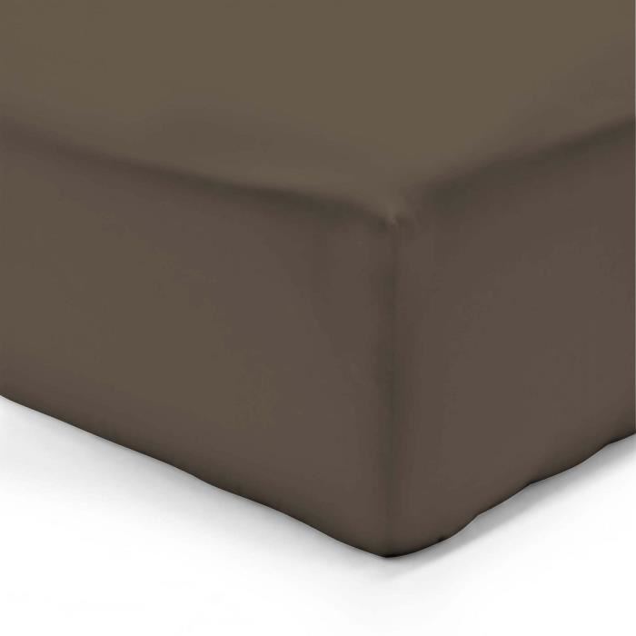Vision Drap Housse Chocolat 180x200cm 100 Coton