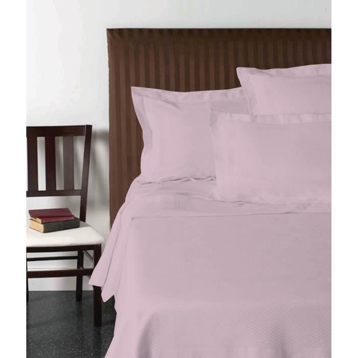 Drap Plat Rose 270 X 300 Cm ? 100% Coton ? Lit Double ? Fibres Naturelles ? Doux Et Respirant ? Certifie Oeko-tex