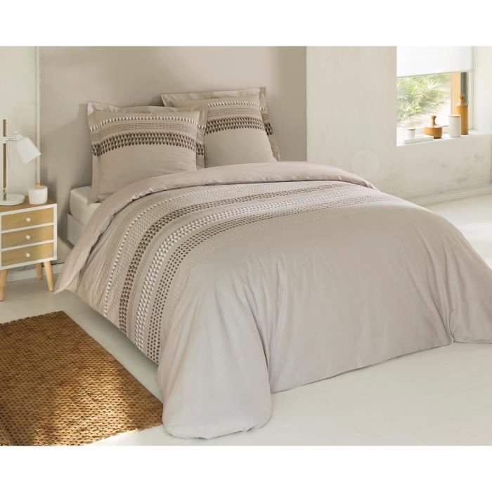 VISION Parure de couette 100 Coton ANTHONY Beige 200x200cm