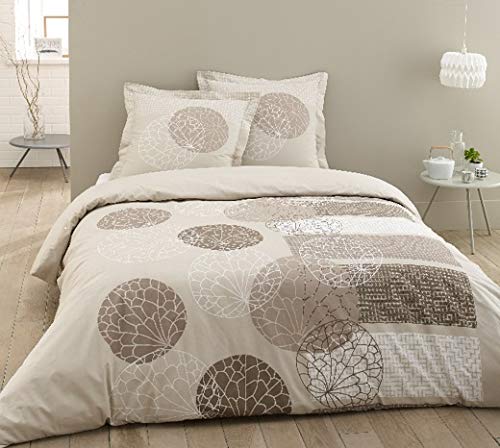 Housse de couette et deux taies 240 cm Adele Beige