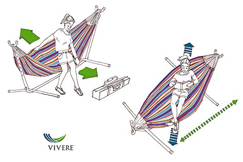 Hamac Double Avec Support Vivere Uhsdo8 26 Coton Multicolore 2 Personnes 250 Cm