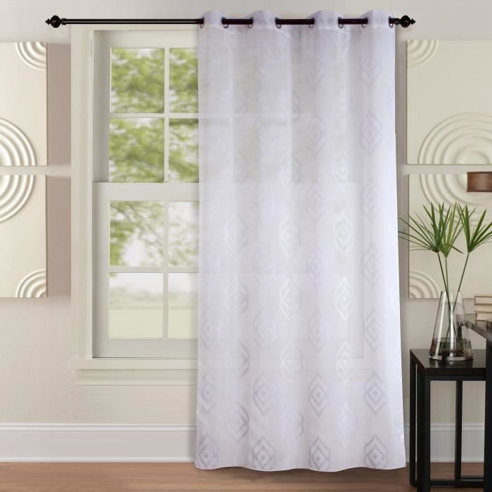 Voilage 140x260 cm Blanc avec motifs