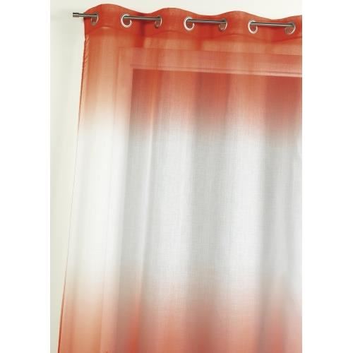 Voilage Etamine imprime - Orange - H 140 x L 240 cm