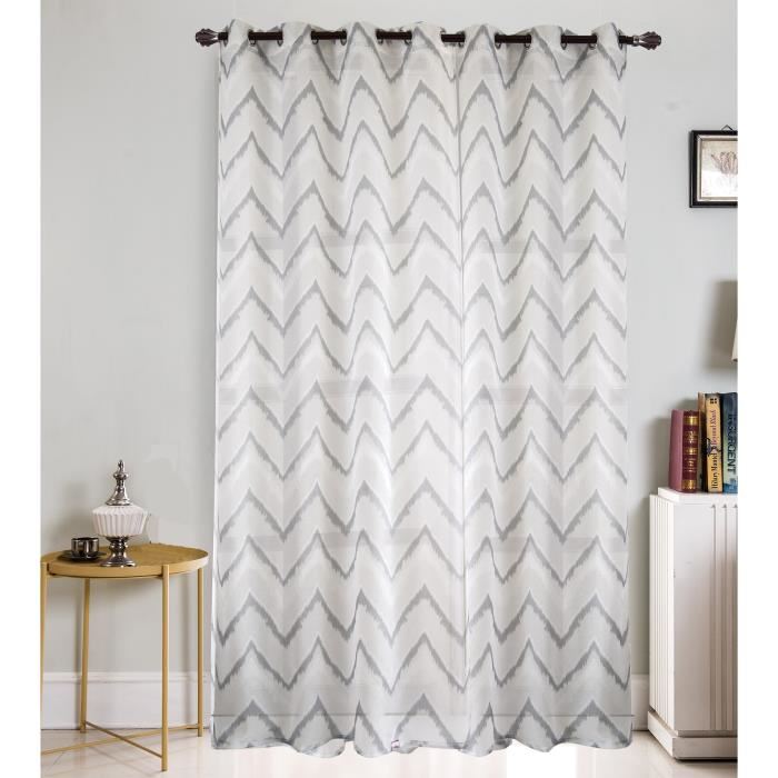 Voilage grande largeur Zig Zag 300x240 cm Blanc