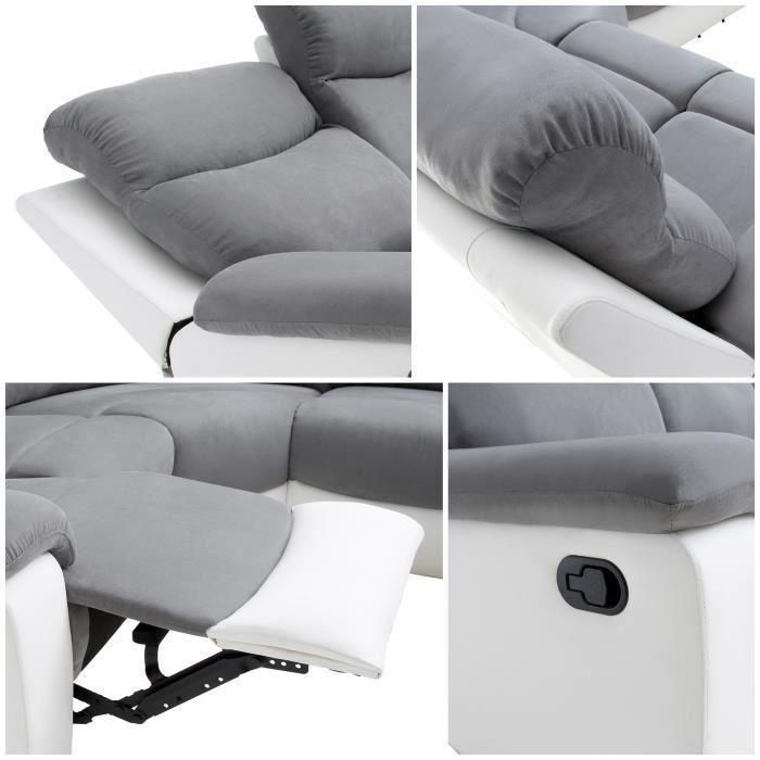 Canape Dangle De Relaxation Oscar 5 Places Bi-matiere - Gris / Blanc - L238 X P238 X H99cm - Loungitude