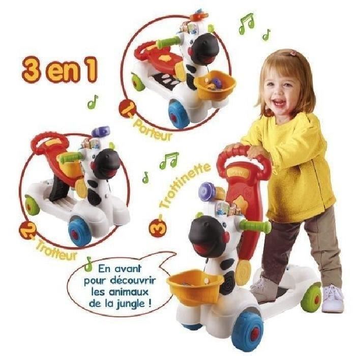 Porteur Trottinette Mon Zebre Rigolo 3 En 1 Vtech Baby - Noir & Blanc - Parlant Et Musical