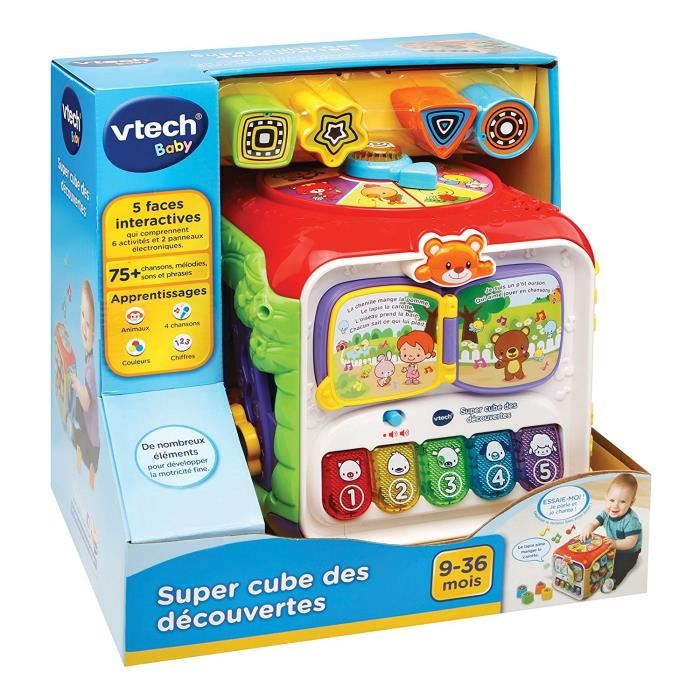 Cube Des Decouvertes Interactif Vtech Baby Multicolore 10 Melodies Et 4 Chansons Mixte 9 Mois Et Plus