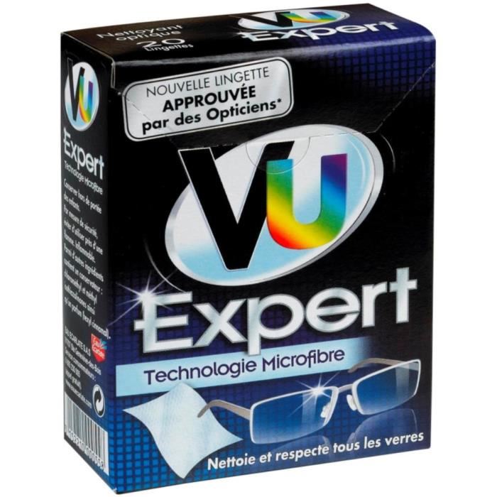 VU EXPERT Nettoyant ecarlate - Ideal pour lunettes - Etui de 20
