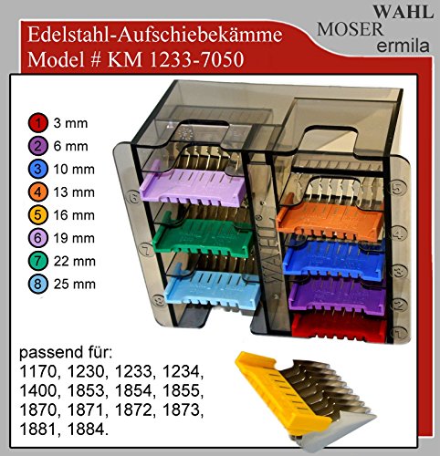 Jeu de 8 sabots de tondeuse metalliquesSME1233SET pour MOSER 12301233140018531854187218731881