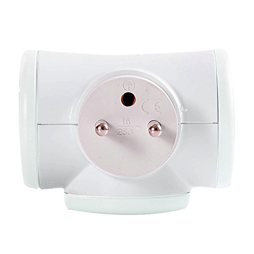 Bloc Prise Triplite 3x16a Wattco Blanc Tete Rotative 180° 3 Prises Interieur