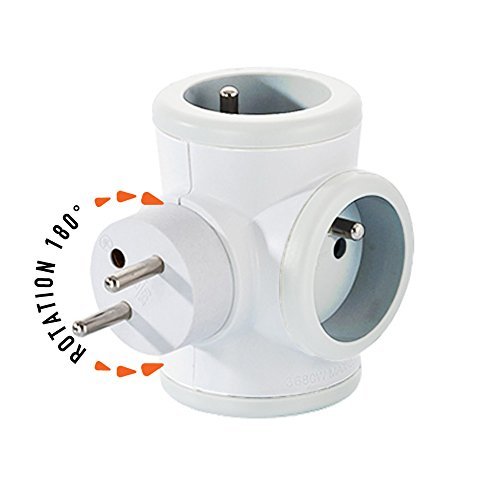 Bloc Prise Triplite 3x16a Wattco Blanc Tete Rotative 180° 3 Prises Interieur