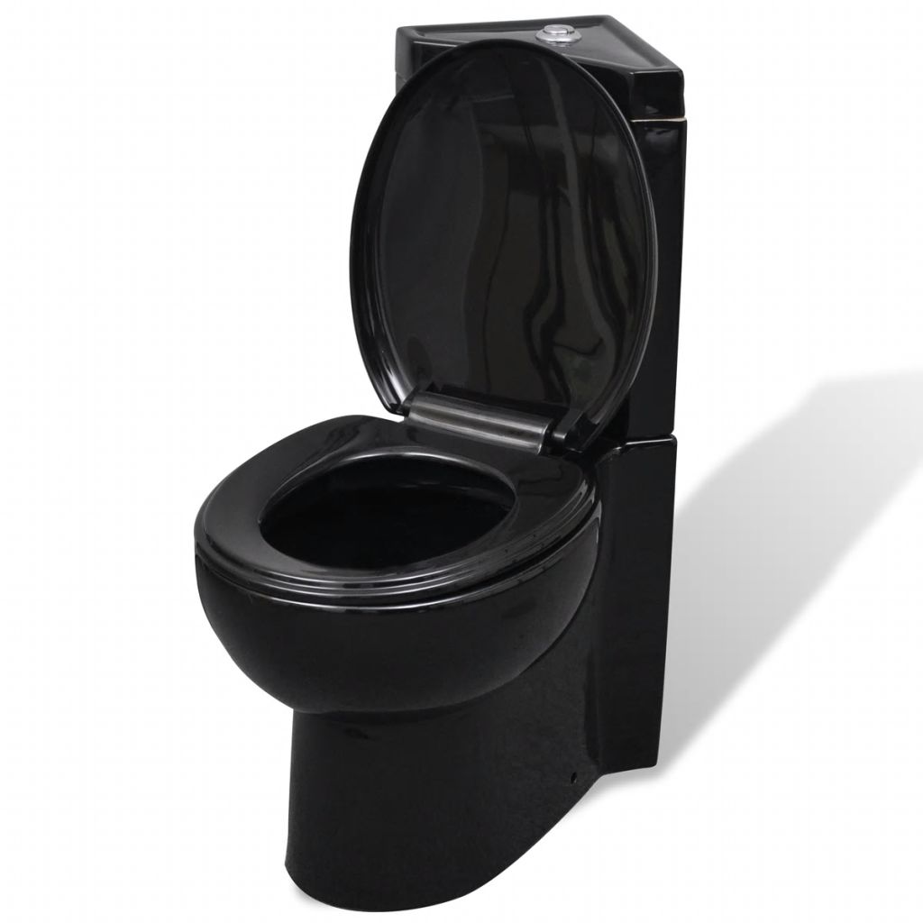 Toilette Dangle En Ceramique Vidaxl Noir Design Exclusif Fermeture En Douceur Double Chasse Deau