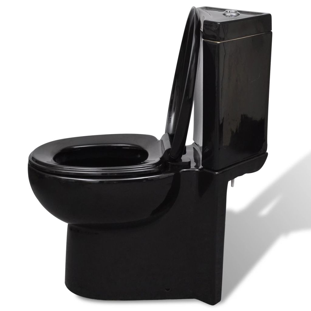 Toilette D'angle En Ceramique Vidaxl - Noir - Design Exclusif - Fermeture En Douceur - Double Chasse D'eau
