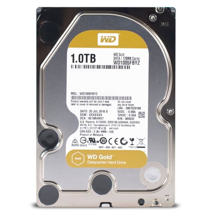 Wd Disque Dur Interne Gold - 1to - 128mo - 3.5 Wd1005fbyz