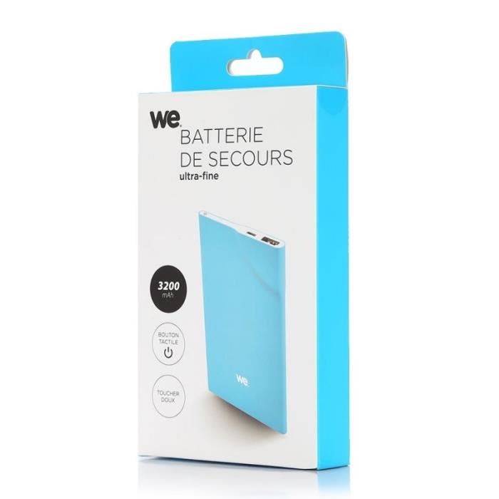 We Batterie Externe 3200mah 1 Port Usb 1a Bouton Tactile Vert