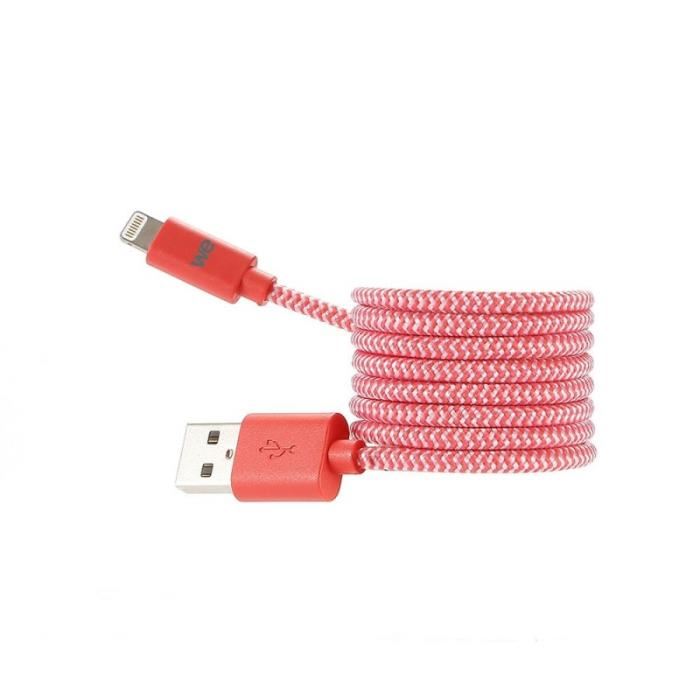 Cable Usb We Powered By Samsung 1 M Nylon Tresse Rouge Et Blanc Lightning