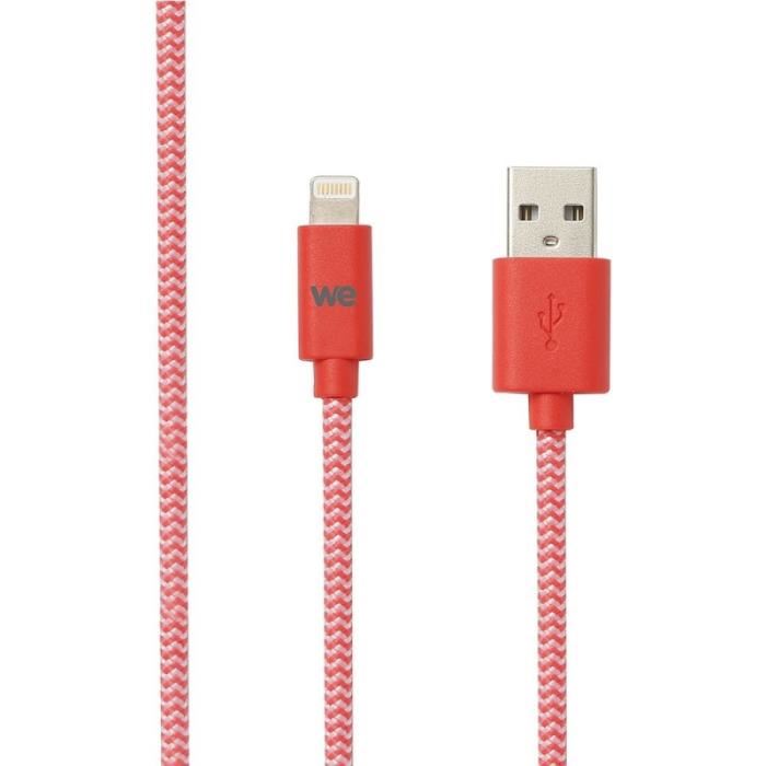 Cable Usb We Powered By Samsung 1 M Nylon Tresse Rouge Et Blanc Lightning
