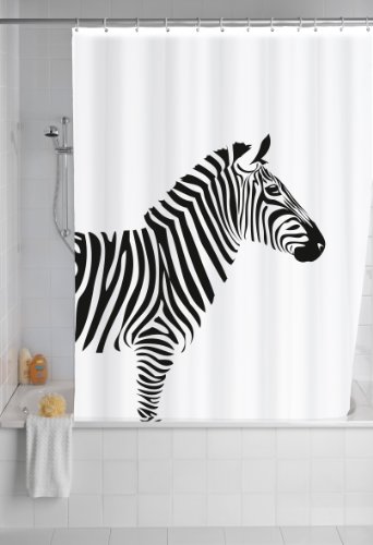 Wenko Rideau De Douche Anti-moisissure, Rideau De Douche 180x200 Cm, Uni, Hydrofuge, Polyester, Zebre