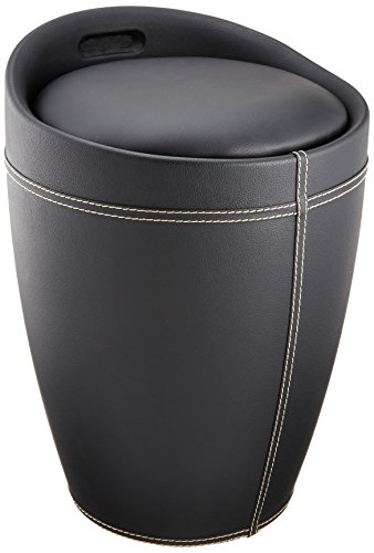 Tabouret Panier A Linge - Wenko - Candy - Simili - Noir - 20 Litres