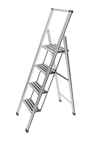 Escabeau - Wenko - 4 Marches - Aluminium - Capacite 150 Kg - Leger Et Transportable