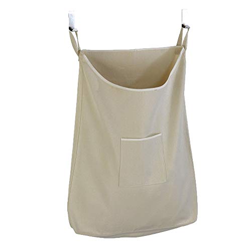 Wenko Panier A Linge Mural Canguro Panier A Linge Suspendu Capacite 65l 100% Coton - Crochet En Acier Inoxydable Beige