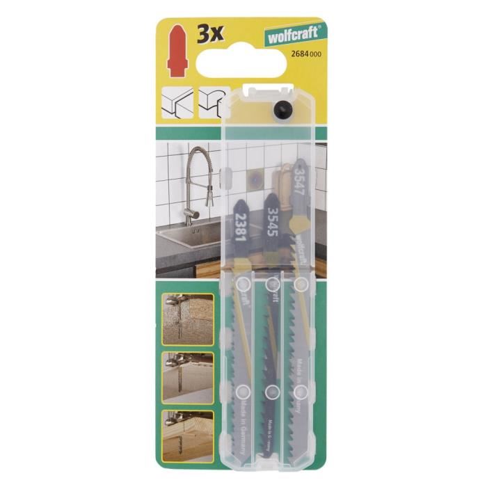 WOLFCRAFT 3 lames scie sauteuse pour cuisine