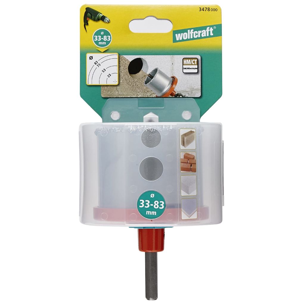 Trepan Multi-lames - Wolfcraft - Diametre 33 53 73 83 Mm - Profondeur De Coupe 55 Mm Foret Centreur - 3478000