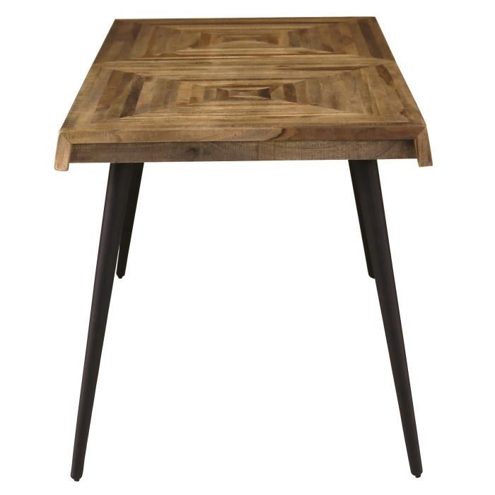 Woody Table A Manger De 6 A 8 Personnes Style Industriel En Metal Et Teck Recycle Marron L 150 X L 80 Cm