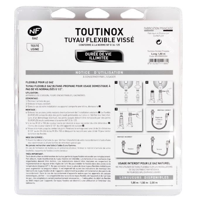 Tuyau Wpro Tbe150 Butane/propane 1.5m Il