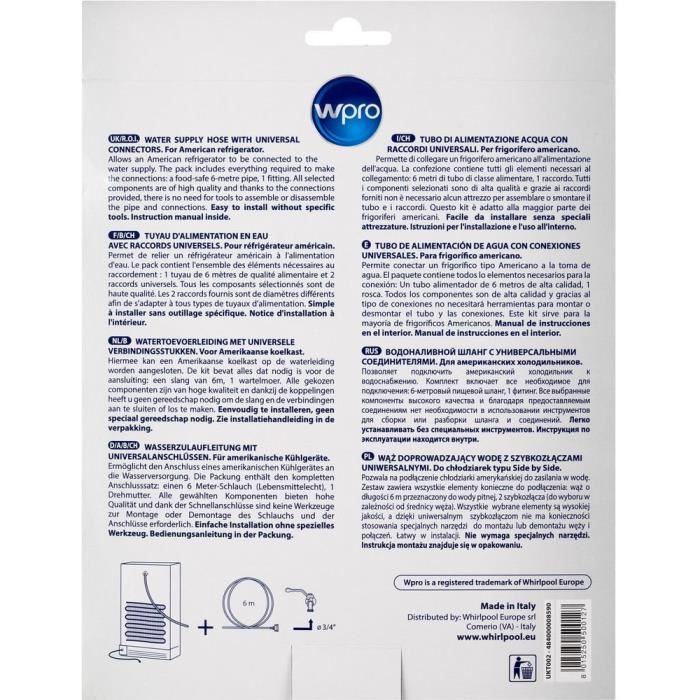 Wpro UKT002 Kit rallonge filtration pour refrigerateur americain