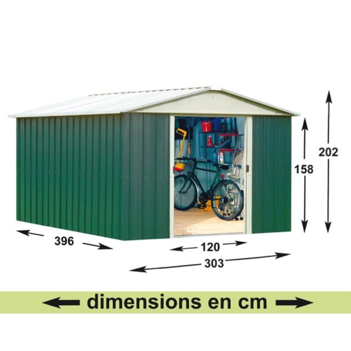 Abri De Jardin Metal Vert 11 M2 Yardmaster + Kit Dancrage
