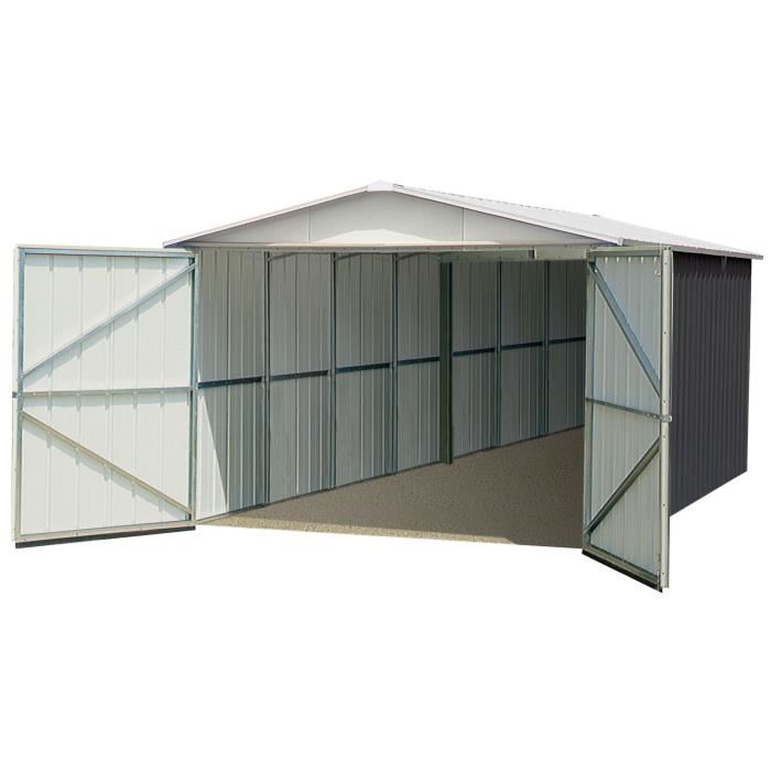 Garage metal coloris anthracite 17,36 m2 Yardmaster + kit d'ancrage inclus