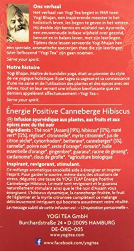 YOGI TEA ENERGIE POSITIVE CANNEBERGE HIBISCUS 17 SACHETS