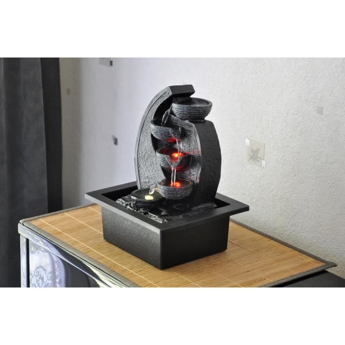 Fontaine Cascade Jarre Resine Effet Pierre Naturelle Lumiere Led Colore Decoration Dinterieur Zen H26cm Zenlight