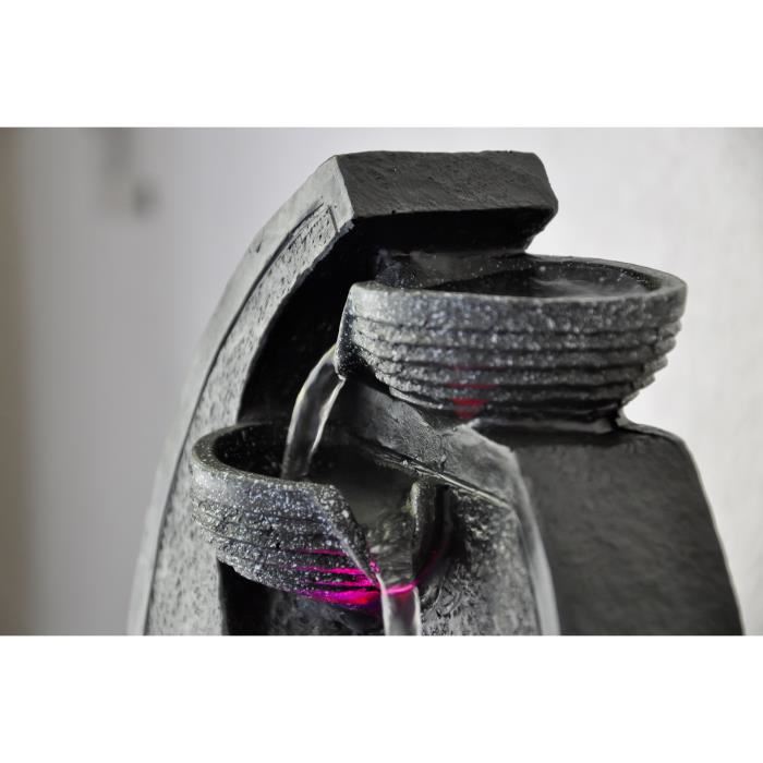 Fontaine Cascade Jarre Resine Effet Pierre Naturelle Lumiere Led Colore Decoration Dinterieur Zen H26cm Zenlight