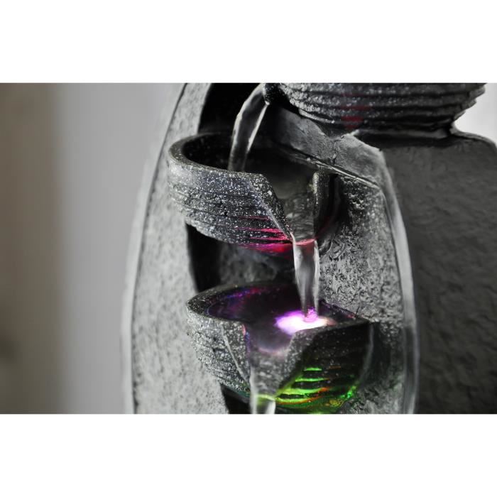 Fontaine Cascade Jarre Resine Effet Pierre Naturelle Lumiere Led Colore Decoration Dinterieur Zen H26cm Zenlight