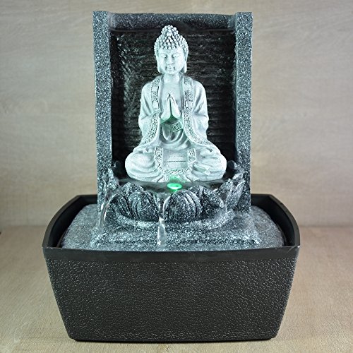 Zen'light Fontaine D'interieur Nirvana -  Fontaine Bouddha - Decoration Feng Shui - Eclairage Led - Scfrb1 - Grise