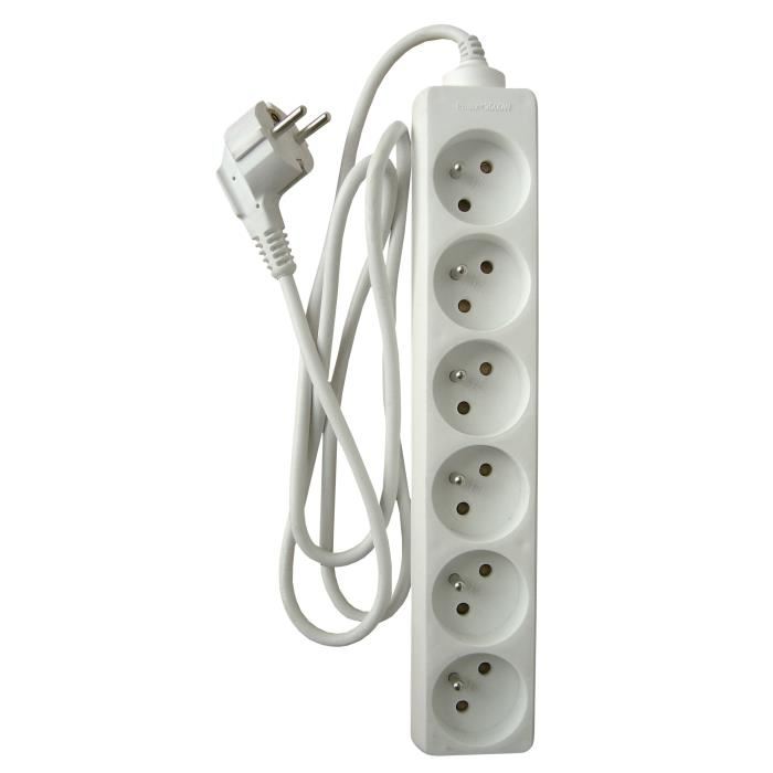 Bloc Multiprises - Zenitech - 6 Prises 16a - Blanc - Norme Nf
