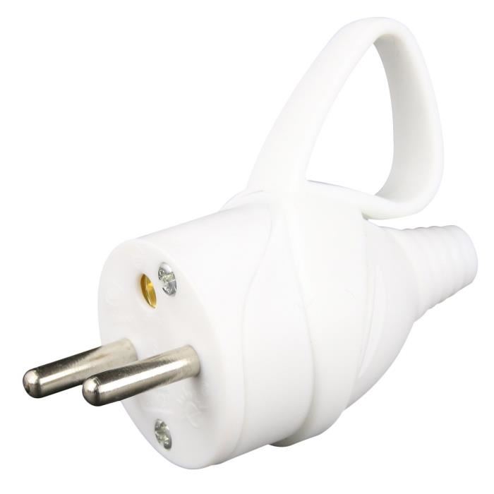 Zenitech Fiche Electrique Male A Anneau 16a 2p T Blanc